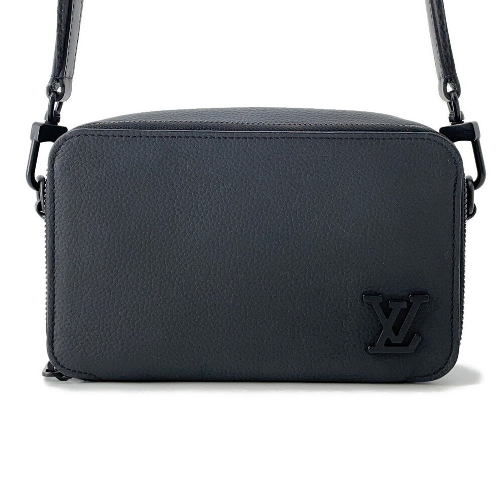 Louis Vuitton Shoulder Bag Grained Calf LV Aerogram Alpha Wearable Wallet Black